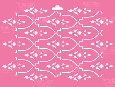 трафарет многоразовый xl (30х21см), решетка с цветами #107 фабрика декору
