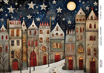 Decoupage card «Christmas houses-04» #000854, 21cm x 29,7cm