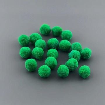 Pompons for crafts and decoration, Green, Mini, 20pcs, diameter 15mm