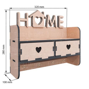 Key holder-organizer wall "Home" with a house #321 - 2