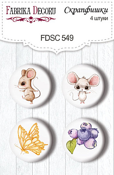 Set of 4pcs flair buttons for scrabooking Happy mouse day #549