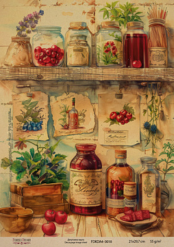 Kraft Decoupage Papier 21x29,7cm, “Großmutters Küche”, #0018