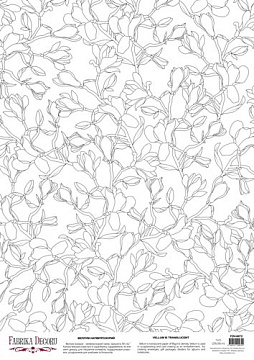 Deco vellum colored sheet Floral print, A3 (11,7" х 16,5")