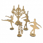 3D-Figuren für Puppenstuben und Schattenkästen Dekoration Kerzenhalter, Spitzenschuhe, 3 Ballerinas, Set Nr. 65