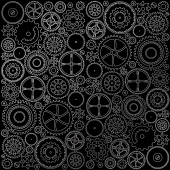 лист односторонней бумаги с серебряным тиснением, дизайн silver gears black, 30,5см х 30,5см