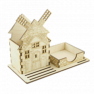 деревянный органайзер "мельница" для карандашей и бумаги фабрика декору