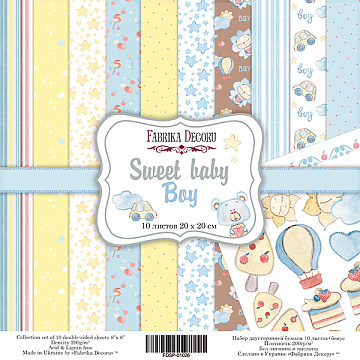 Doppelseitiges Scrapbooking-Papierset Sweet Baby Boy, 20 cm x 20 cm, 10 Blätter