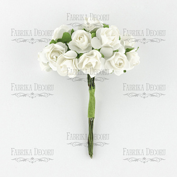 Bouquet of small rose flowers, color  White, 12pcs