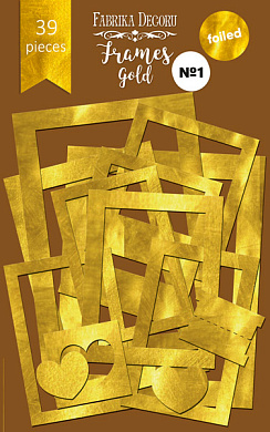 набор картонных фото рамок с фольгированием #1 gold 39шт фабрика декору