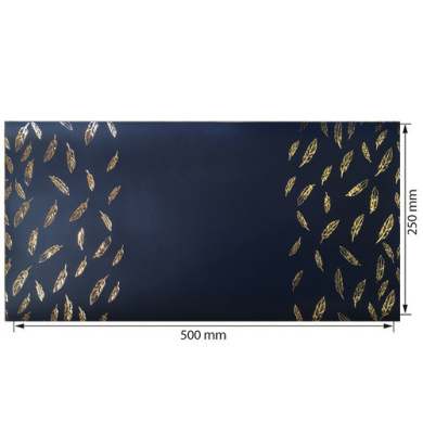 отрез кожзама с тиснением золотой фольгой, дизайн golden feather dark blue, 50см х 25см - 2
