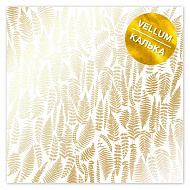 Gold foil vellum sheet, pattern Golden Fern12"x12"