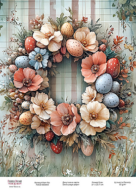декупажная карта «пасхальный венок-08» #000948, 21см x 29,7см фабрика декору