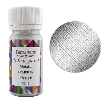 Farba akrylowa do tkaniny z efektem metalicznym, Srebrna, 30ml