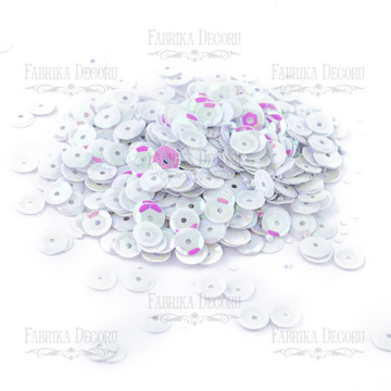 Sequins Round rosettes, white with iridescent nacre, #239 - 2