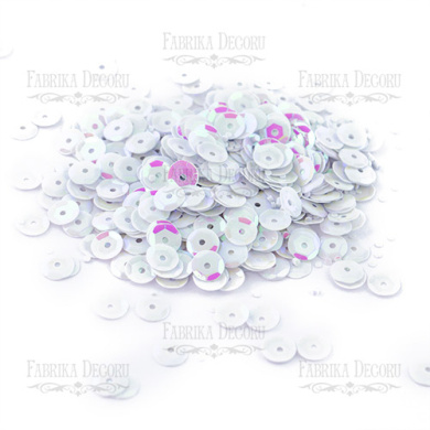 Sequins Round rosettes, white with iridescent nacre, #239 - 2 Sequins Round rosettes, white with iridescent nacre, #239 - 2