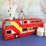 Sperrholz-Schreibtisch-Organizer-Set "London Bus"