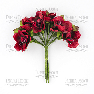 Set of large peach flowers red, 6 pcs
