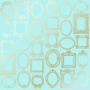лист односторонней бумаги с фольгированием, дизайн golden frames turquoise, 30,5см х 30,5см
