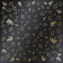 Sheet of single-sided paper with gold foil embossing, pattern Golden Dill Black, 12"x12"
