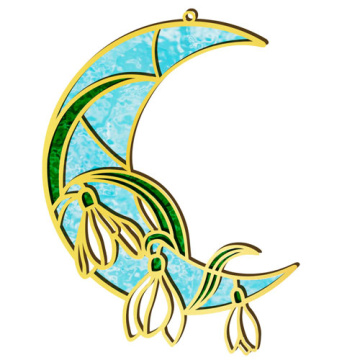 Blank for stained glass painting “Moon in Snowdrops”, #04 - 2