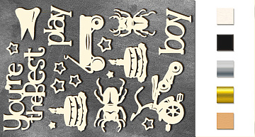 Chipboard embellishments set,  "This is a boy" #078