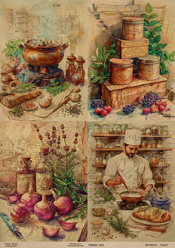 Kraftowy papier do decoupage, 29,7x42 cm, „Botany Vintage”, #0055