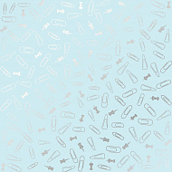 лист односторонней бумаги с фольгированием silver drawing pins and paperclips, color blue 30,5х30,5 см