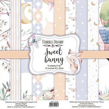 Double-sided scrapbooking paper set Sweet bunny 8"x8", 10 sheets
