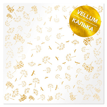 Gold foil vellum sheet, pattern "Golden Dill 29.7cm x 30.5cm