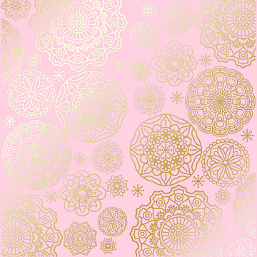 Sheet of single-sided paper with gold foil embossing, pattern Golden Napkins Pink, 12"x12" 