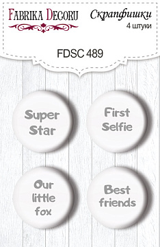 4er Set Flair Buttons zum Scrapbooking Lustiges Fuchsmädchen EN #489