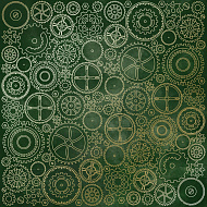 лист односторонней бумаги с фольгированием golden gears, color dark green aquarelle 30,5х30,5 см