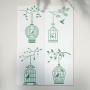 A set of mini stencils for crafts 4pcs 15x10cm "Birds in cages" #151 - 0
