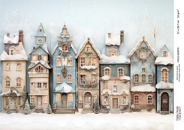 Decoupage card «Christmas houses-025» #000875, 21cm x 29,7cm