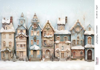 декупажная карта «рождественские домики-025» #000875, 21см x 29,7см фабрика декору
