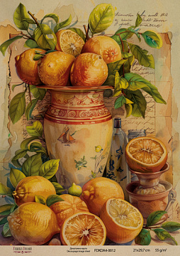Kraft Decoupage Papier 21x29,7cm, “Botanica Vintage”, #0012