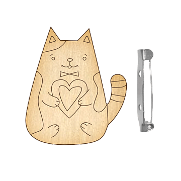 Blank broszki do malowania #061 "Kot z sercem-3"