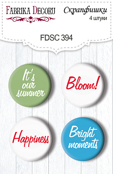 Set of 4pcs flair buttons for scrabooking Summer mood EN #394