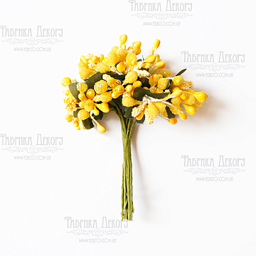 Set of decorative sprigs Yellow 12pcs