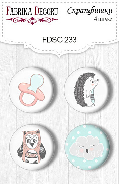 Set of 4pcs flair buttons for scrabooking "Scandi Baby Boy 1" #233