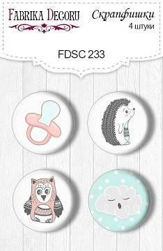 Set mit 4 Flair-Buttons zum Scrapbooking "Scandi Baby Boy 1" #233