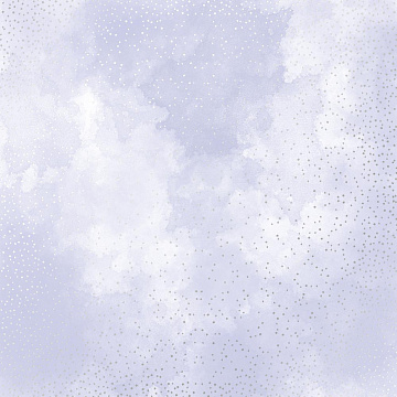 Sheet of single-sided paper embossed with silver foil, pattern Silver Mini Drops, color Lilac watercolor 12"x12"