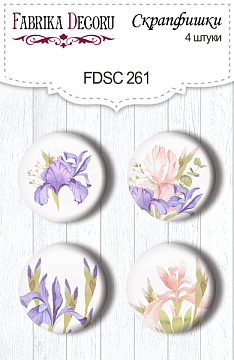 Set of 4pcs flair buttons for scrabooking "Majestic Iris" #261