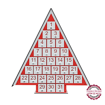 Advent calendar for 31 days, Red - White, assembled