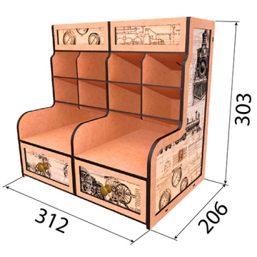 Органайзер Настольный с Изображением для маркеров и принадлежностей, 31 х 20 х 30см, Дизайн: Стим Панк МДФ - 2 Органайзер Настольный с Изображением для маркеров и принадлежностей, 31 х 20 х 30см, Дизайн: Стим Панк МДФ - 2