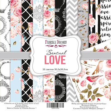Double-sided scrapbooking paper set Sensual Love 12"x12" 10 sheets