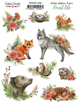 Set of stickers 9pcs Forest life #256