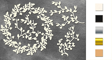 Chipboard embellishments set, "Wreath and twigs" #084