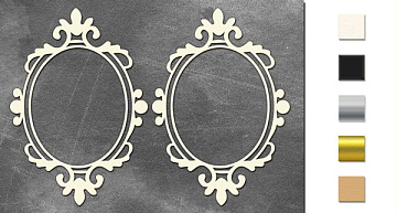 Chipboard embellishments set, Oval frames with monograms 3 #517