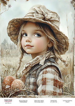 Karta do decoupage «Dziewczynka w kwiatach-04» #000906, 21x29,7cm